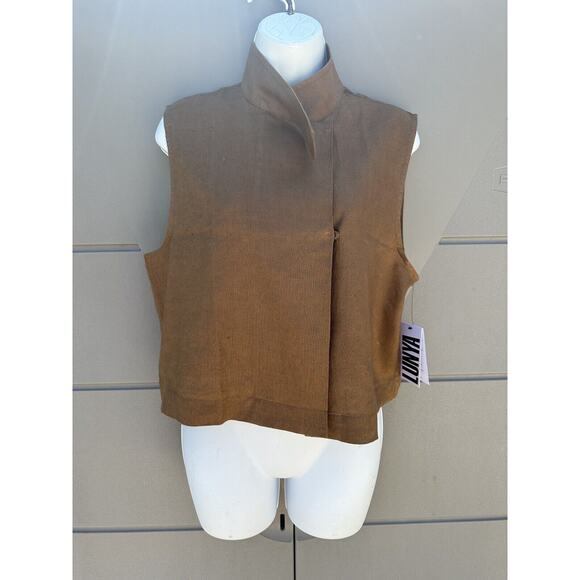 Lunya Woven Linen Sleeveless Shirt Tank in Brown Size Medium NWT - Picture 4 of 16